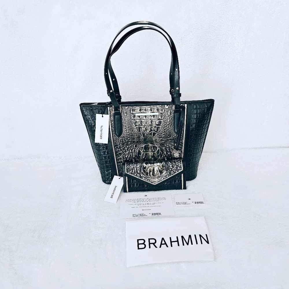NWT Brahmin ONYX SARASTRO Medium Asher w/Veronica Wallet